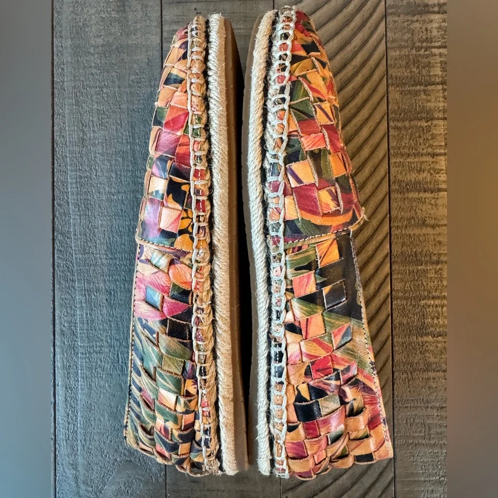 Patricia Nash Padma Multicolor Woven Italian Leather Espadrilles Women’s Size 8